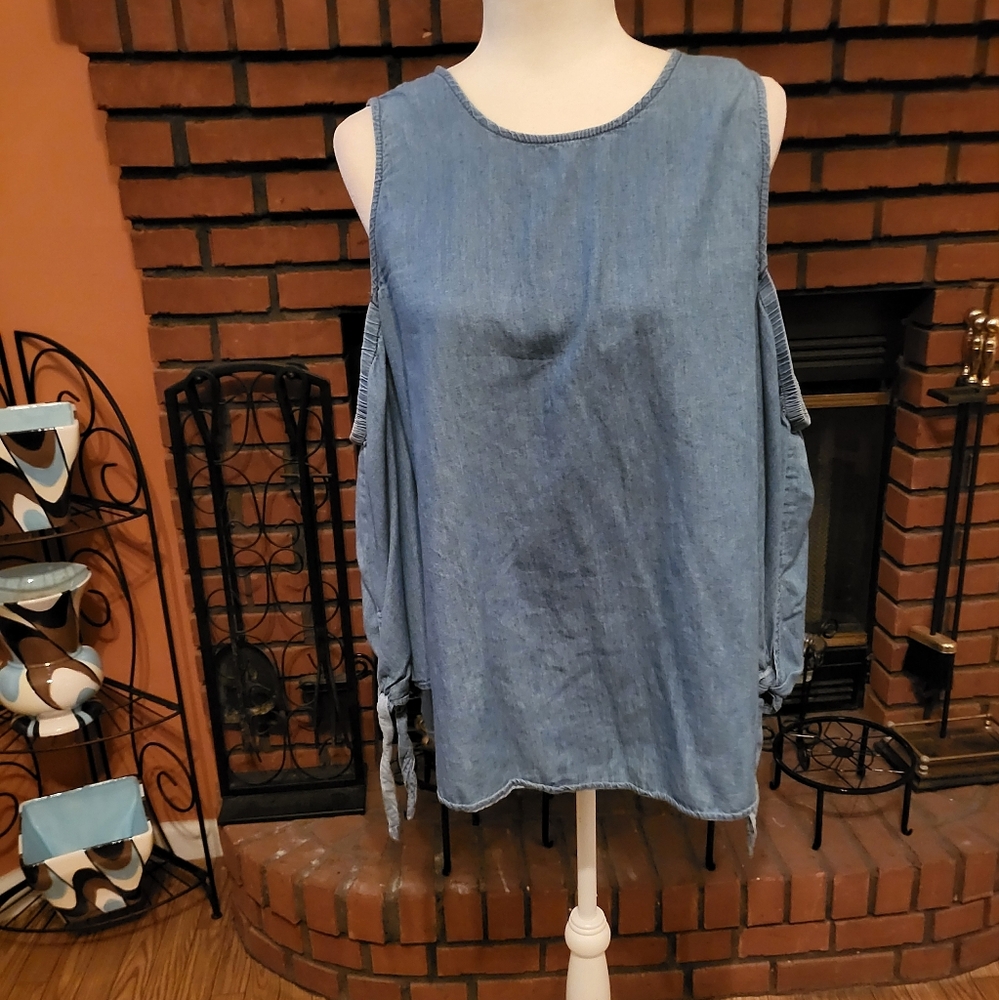 Justify Blue Denim Sleeveless Blouse